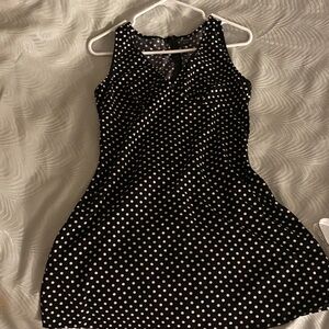 Black and white Polka Dot Dress V-neckline